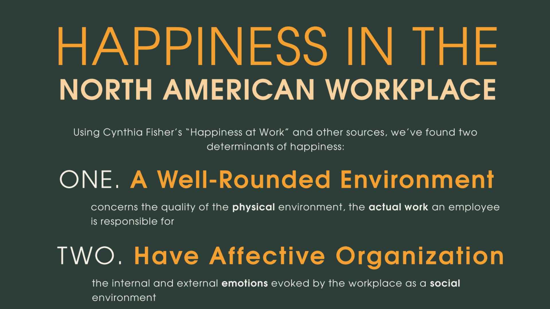 Happiness in the Workplace